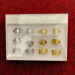 Fashion Jewelry Stainless Steel and Gold Rings Set